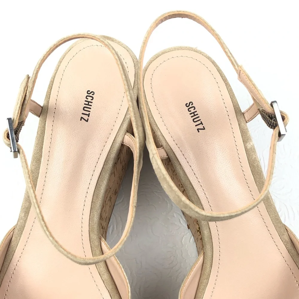SCHUTZ Heloise Platform Wedge Sandals 10 New Goat - Picture 6 of 8